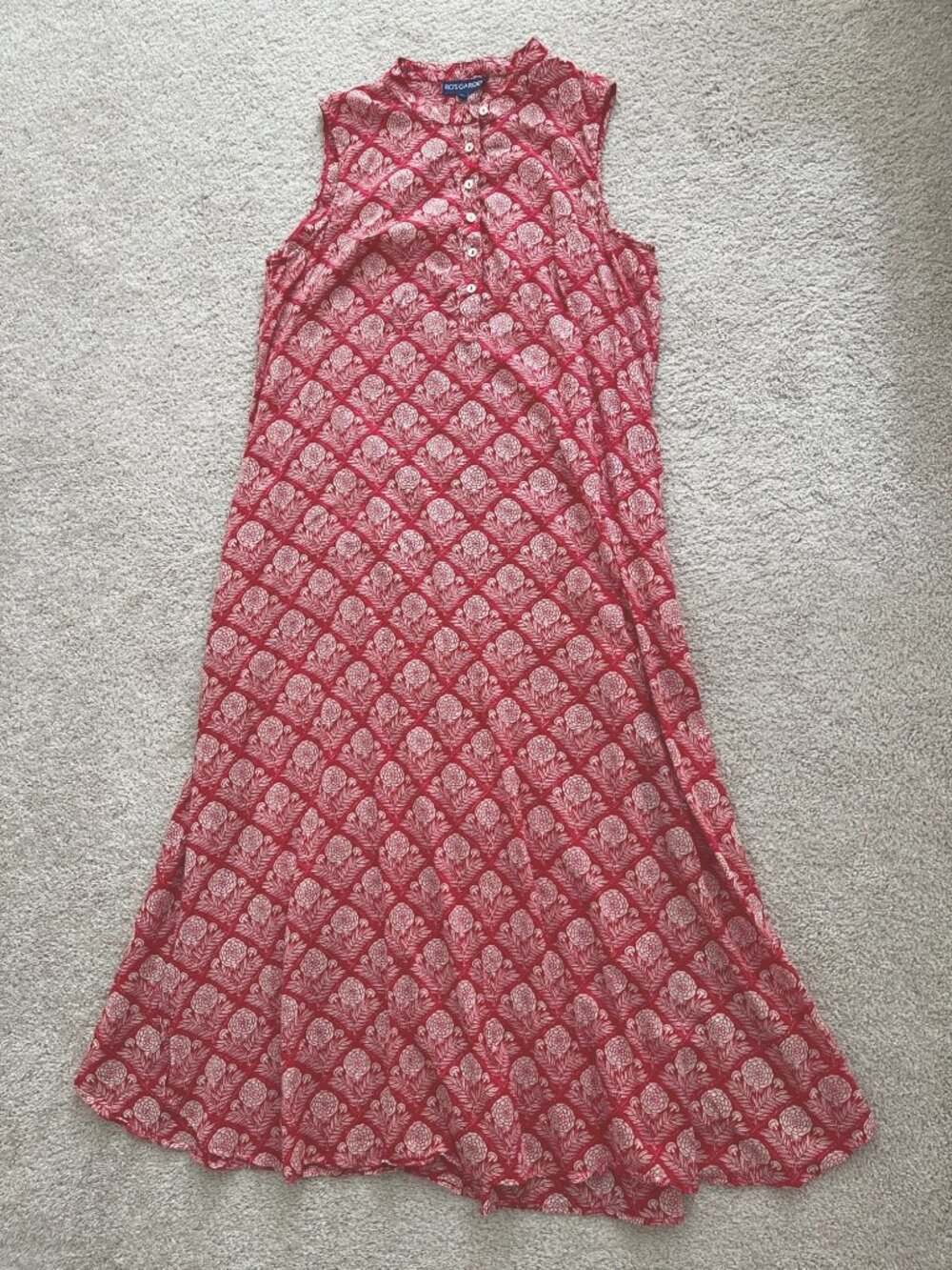 Ro's Garden Sleeveless Floral Maxi Dress Boho Pink LARGE